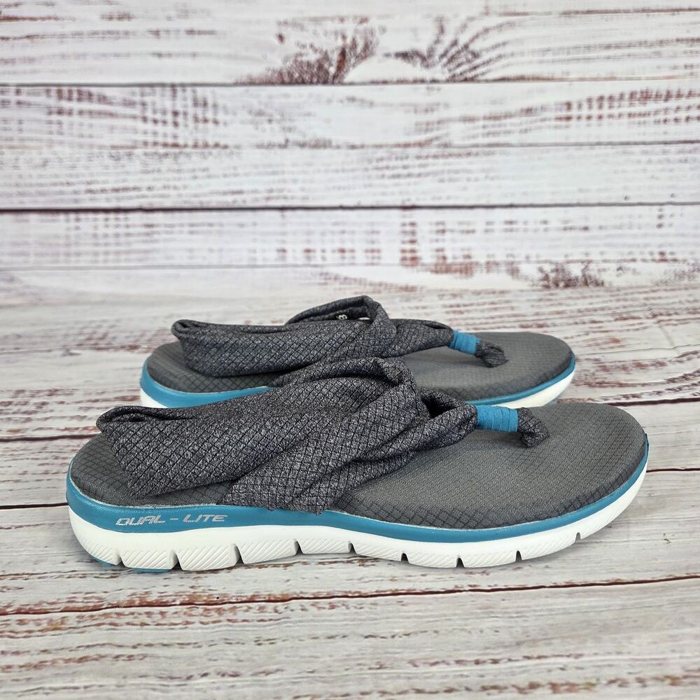 Skechers Shoes Womens 8 Dual Lite Memory Foam Gel Flip Flop Sandals Summer Vibes - Picture 3 of 10